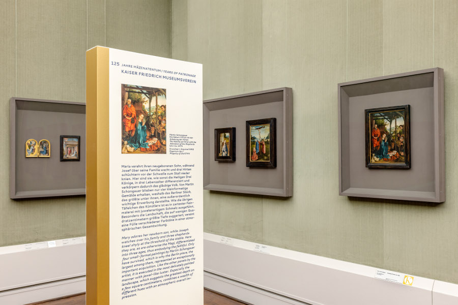 Gemäldegalerie - Schongauer: Geburt Geburt Christi mit Anbetung der Hirten - Stele 125 Jahre KFMV